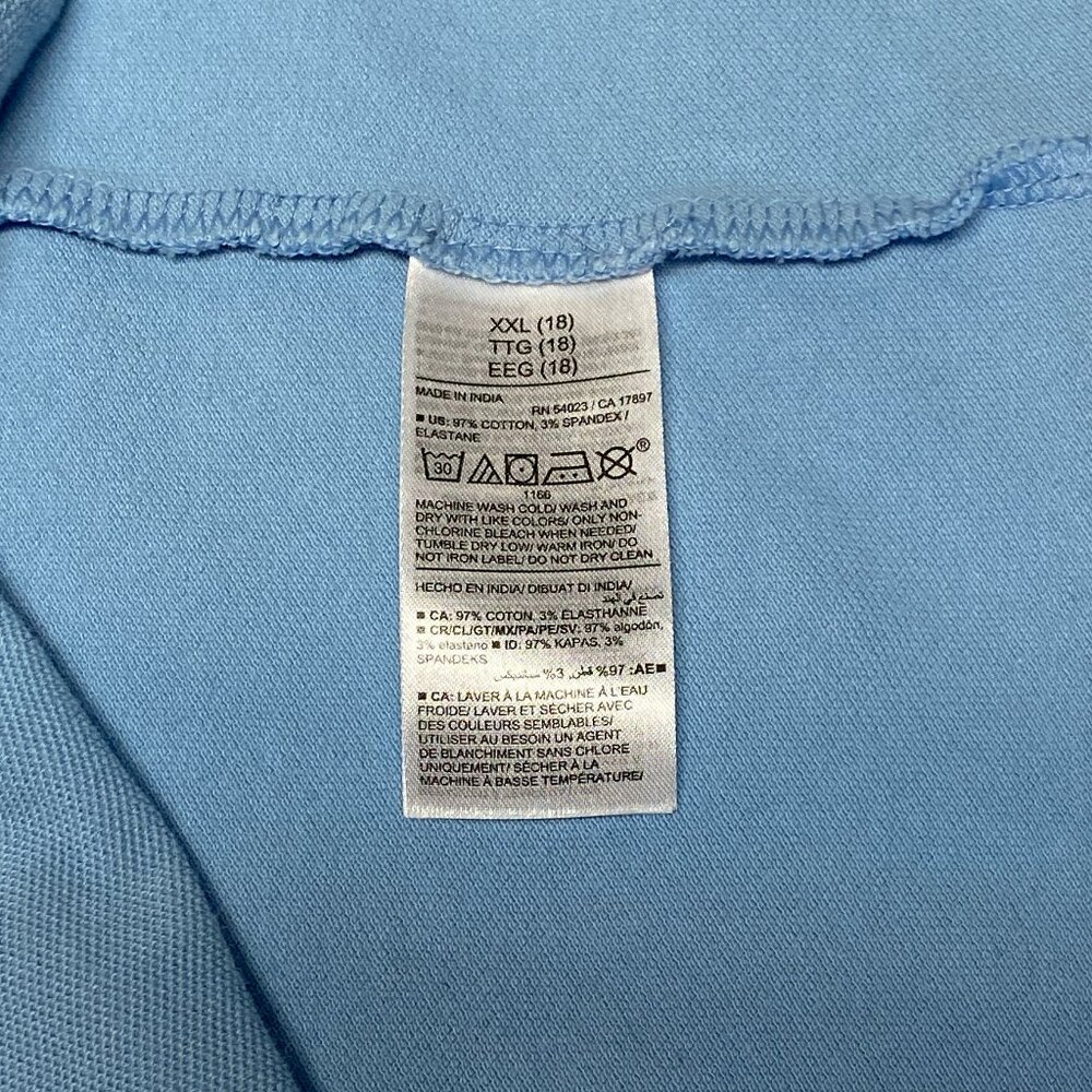 Old Navy XXL Polo Shirt Long Sleeve Two Button Stretch Knit Light Blue Uniform - Picture 11 of 11